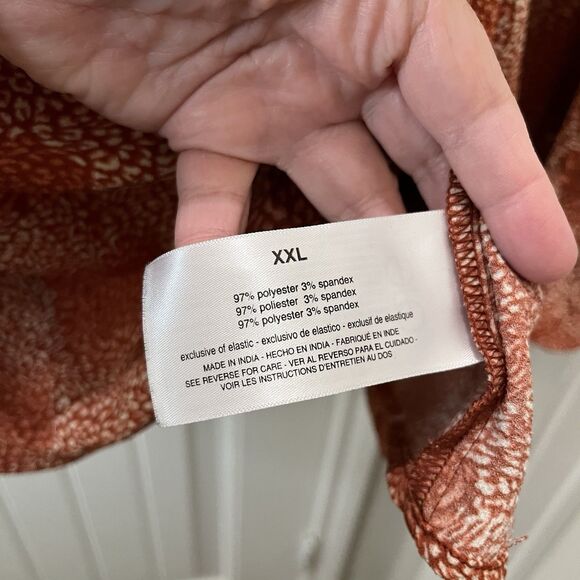 Jessica Simpson Rust Red White Spots Dots Hippie Flowy Boho Long Sleeve Top XXL - Picture 6 of 11